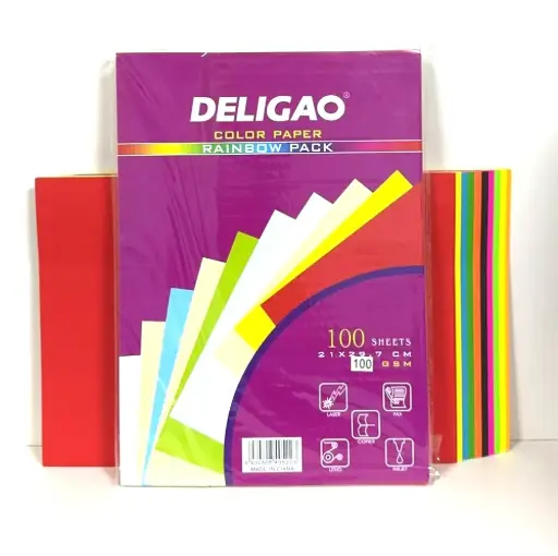 [200121] Өнгийн цаас холимог DELIGAO A4 100гр 100ш Бусад